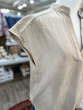 DOORBUSTER: Taupe Soft Matte Drop Shoulder Blouse