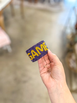 Purple & Gold Game Day Beaded Snap Bracelet