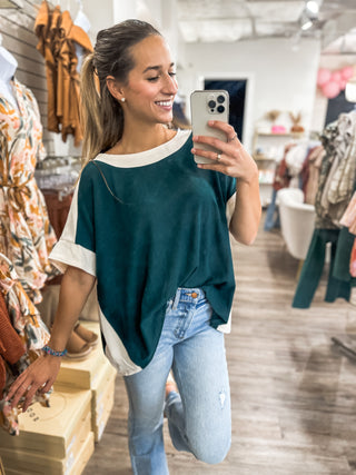 Pine Green Make It My Causal Go-Top Slouchy Top