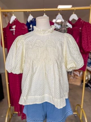 Cream Vintage Eyelet Top