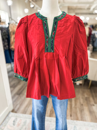 Ruby Winterberry Plaid Top
