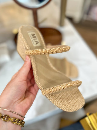 Naturally Embellished Rope-Wrapped Block Heel