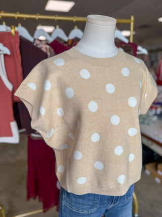 Beige/Ivory Polka Dot Moment Sleeveless Sweater