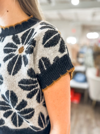 Black Daisy Lane Knit Sweater Top