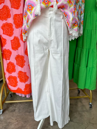 White Everyday Wide Pleated Pants