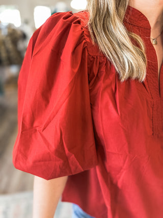 Brick Standing Collar Poplin Top