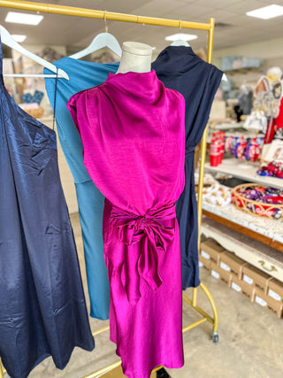 Plum A Night to Remember Tie Waist Midi Dress