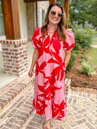 Pink Bold Bloom Midi Dress