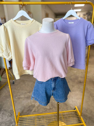 Pale Pink Go-To Knit Short Sleeve Top