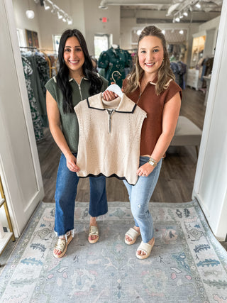 Olive Zip It & Go Sleeveless Sweater