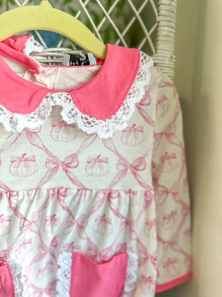 Pink Bow Tie Pumpkin Print Bubble
