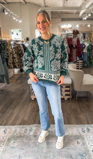 Pine Vintage Garden Sweater