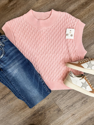 Trend of the Season Light Pink Cable Knit Cropped Sweater Top