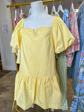 Lemon Summer Bliss Drop Waist Mini Dress