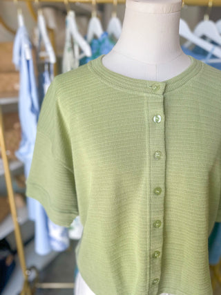 Soft Green Short Sleeve Cardigan