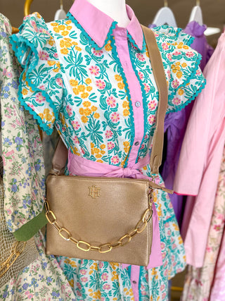 Woven Gold Ariana Crossbody | Caroline Hill