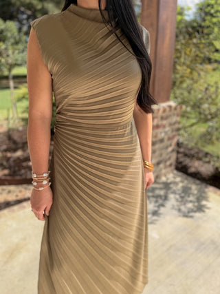 Olive Juliet Pleated Midi Dress