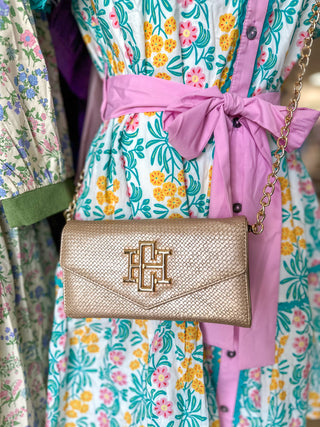 Woven Gold Carlington Clutch/Crossbody | Caroline Hill