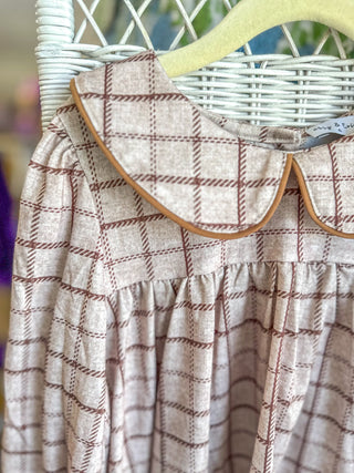 Brown Plaid Pants Set