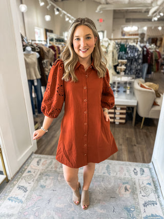Rust Darling Days Eyelet Mini Dress