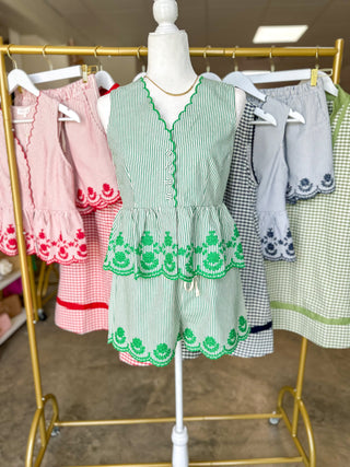 Green It Girl Summer Scallop Shorts Set