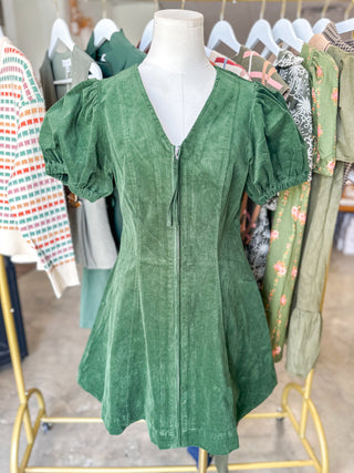 Hunter Green Autumn Ember Zip Mini Dress