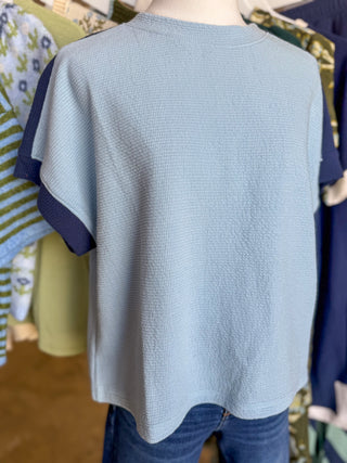 Blue Fog/Navy Oh So Easy Cloudy Knit Top