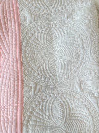 White W/ Pink Trim Baby Quilt
