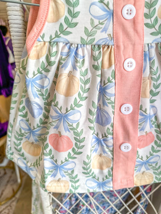 Pink Pumpkin Print Baby Girl Bloomer Set