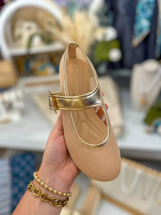 Gold Honeygirl Mesh Mary Jane Shoes