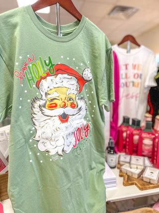 Sage Green Holly Jolly Christmas Graphic Tee