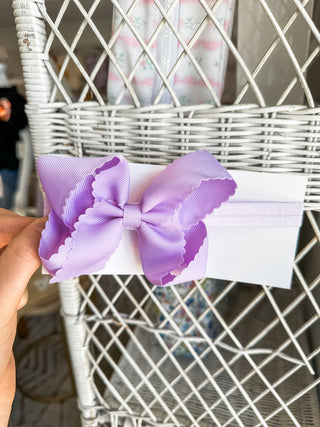 Lavender Classic Scalloped Headband Bow