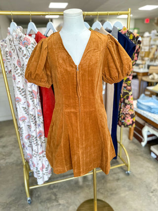 Camel Autumn Ember Zip Mini Dress