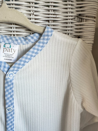 Paty Pal Blue Plaid Trim Footie