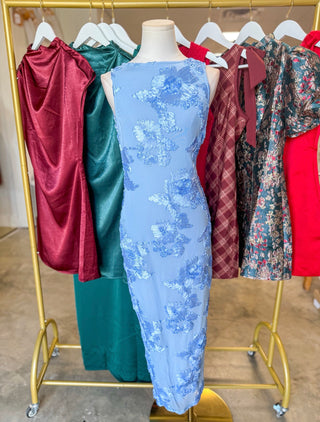 The Something Blue 3D Floral Midi Dress