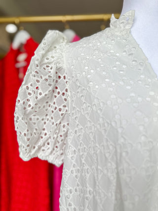 White Sweet Eyelet Moments Midi Dress