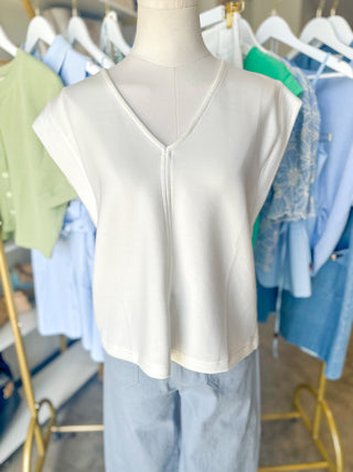 White Elevated Basic Short Sleeve Top