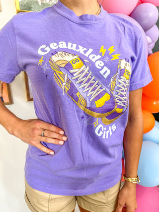 Violet Geauxlden Girls Graphic Tee