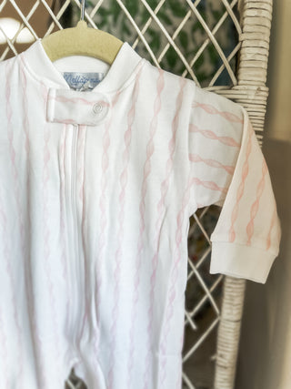Pink Twirls Zipper Footie