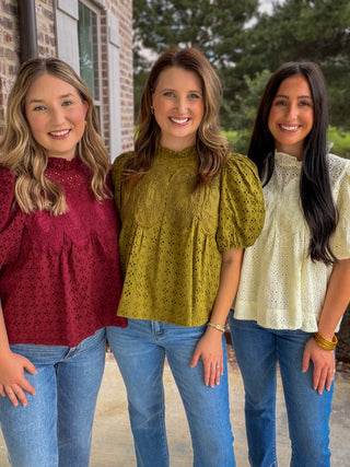 Cream Vintage Eyelet Top