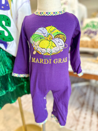 Mardi Gras Plaid Romper - OMG Custom