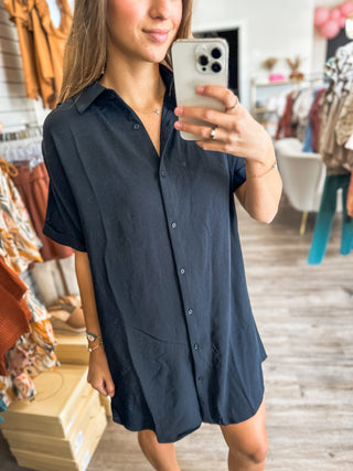 Black Airflow Simple to Style Button Down Dress