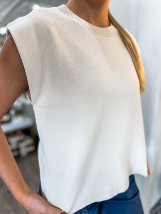 DOORBUSTER: Sand Beige Refined Sleeveless Sweater