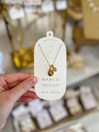 March Aqua Crystal Birthstone Necklace