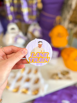 Lane Train Purple & Gold Game Day Button