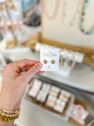 Golden Tide Shell Stud Earrings
