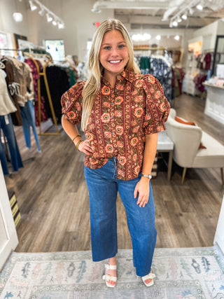 Burgundy Petals in Provence Blouse