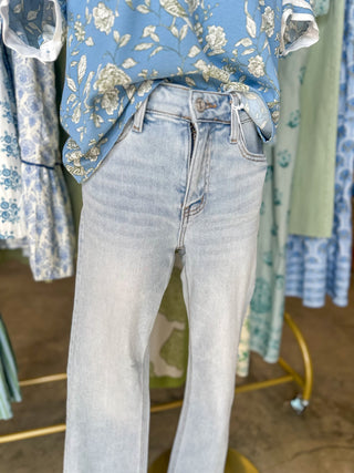 Easy Living Light Wash High Rise Kick Flare Denim Jeans