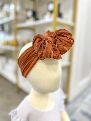 Chestnut Frilly Frou Ruffle Headband Bow