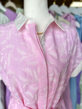 Light Pink Collared Airy As a Feather Midi Dress